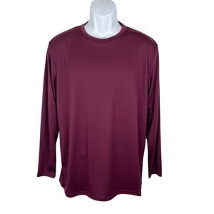 BAW Maroon Dri Fit Shirt Men Medium Long Sleeve Stretch Athletic Xtreme-Tek Tee